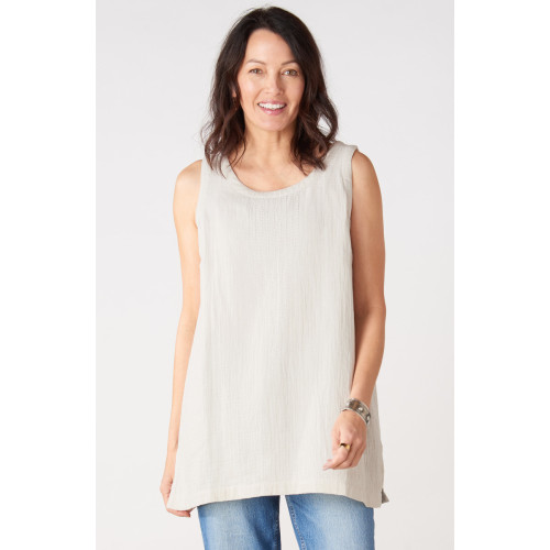 Sanju Double Gauze Long Tank - Fleur de sel Sanju Double Gauze Long Tank - Fleur de sel