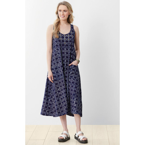 Supriya Jersey A-line Midi Tank Dress - Navy