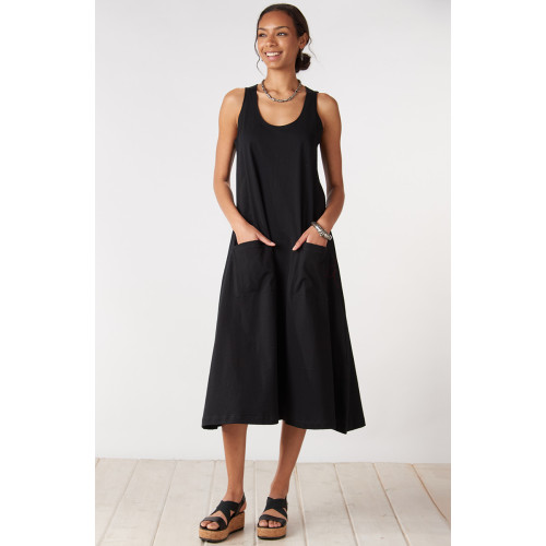 Supriya Jersey A-line Midi Tank Dress - Black