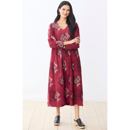 Geethali Bandana Print V-Neck Maxi Dress - Pomegranate/Multi Geethali Bandana Print V-Neck Maxi Dress - Pomegranate/Multi