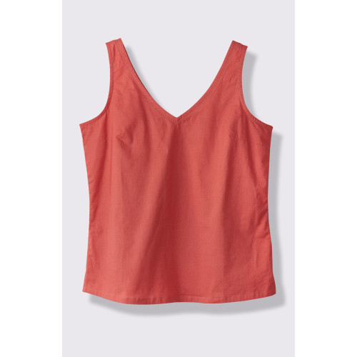 Ashvi Organic Cotton V-Neck Tank - Natural Dye Madder brick